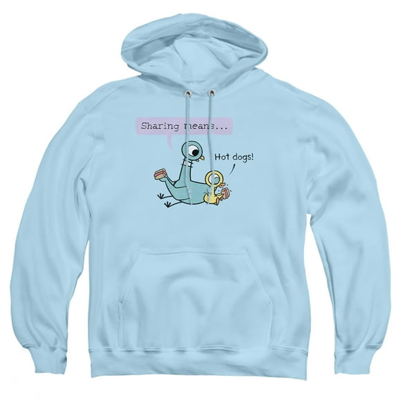 The Pigeon Sharing Means Adult Pull-Over Hoodie, Light Blue, Large