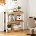 thumbnail image 2 of Gymax 3 Tier Bookshelf Wooden Bookcase w/ Dual Anti-Tipping Kits Open Shelving Unit Natural & White, 2 of 10