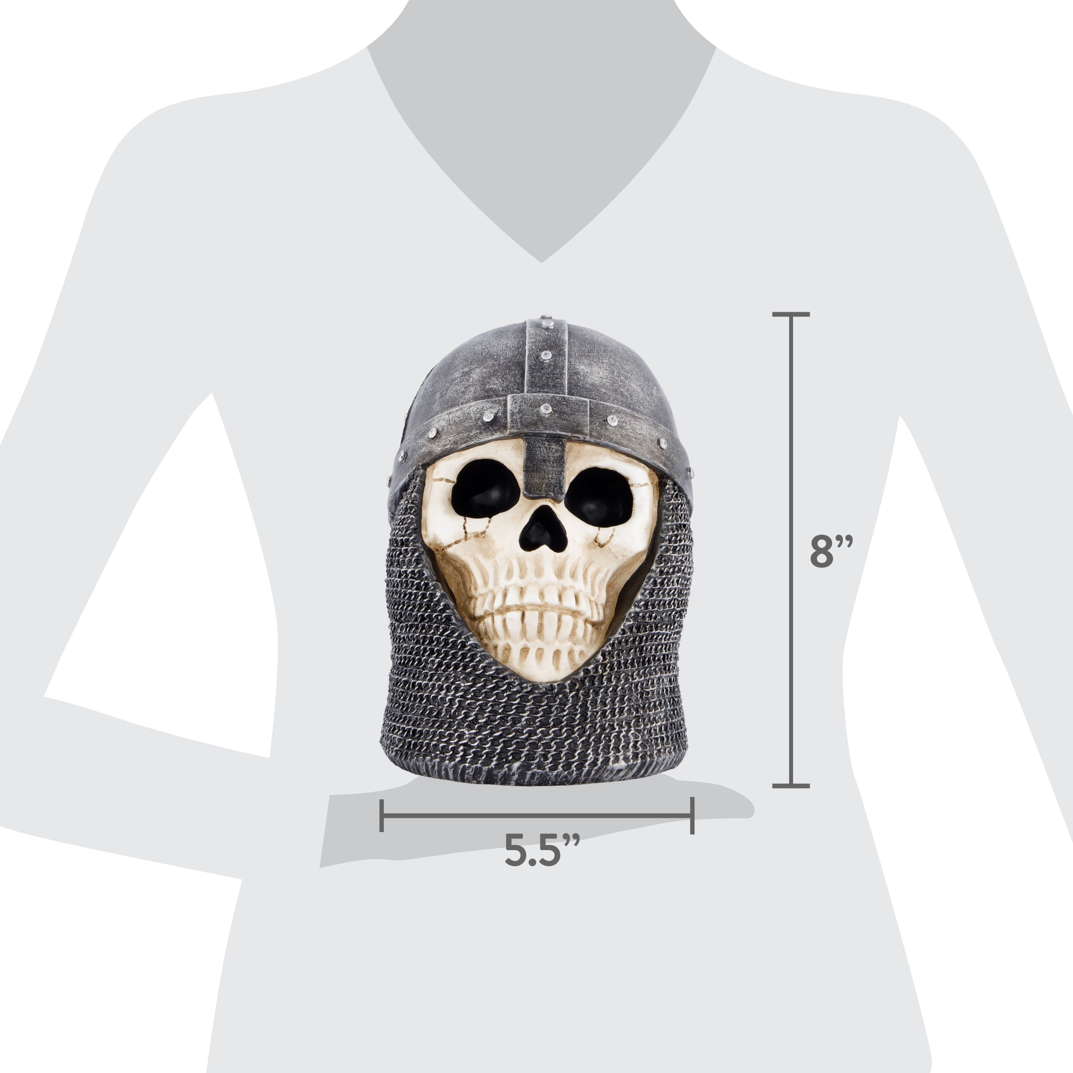 Skull with Knight Helmet Decoration, Gray and White, 7.7", Halloween by Way To Celebrate