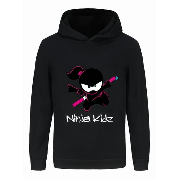 Boys Girls Ninja Kidz Hoodie – Kids Long Sleeve Sweatshirt with Colorful Print, Casual Cosplay Top