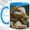 Blue, variant on Daisy Scarf Duck Coffee Mug, Cottage Duck Mug, Ceramic 11 oz