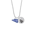 thumbnail image 2 of Delight Jewelry Acrylic 3/4" Royal Blue Cheer Megaphone Silvertone Script Initial Disc - & - Charm Necklace, 20"+3", 2 of 4