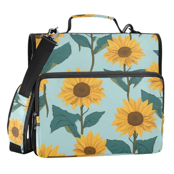 ALAZA Zipper Binder Sunflowers on Blue 3 Ring Trapper Keeper File Folder Organizer Bag