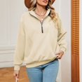 thumbnail image 5 of Vedolay Women's Pullover Sweatshirt 2023 Casual Oversized Loose Fit V-Neck Long Sleeves Pullover Sweatshirts Tunic Beige,M, 5 of 5
