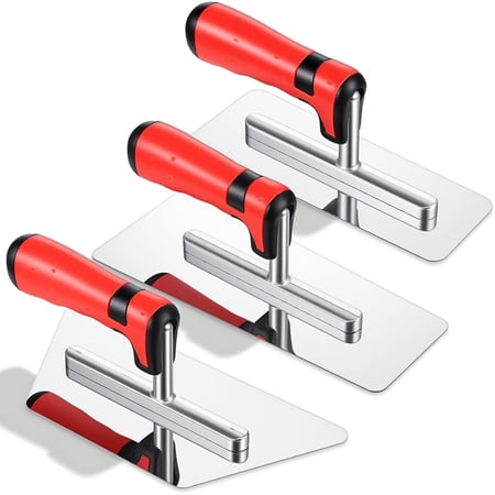 6 Pieces Polished Stainless Steel Drywall & Concrete Trowels with Soft Grip Handle Paint Plastering & Finishing Tools