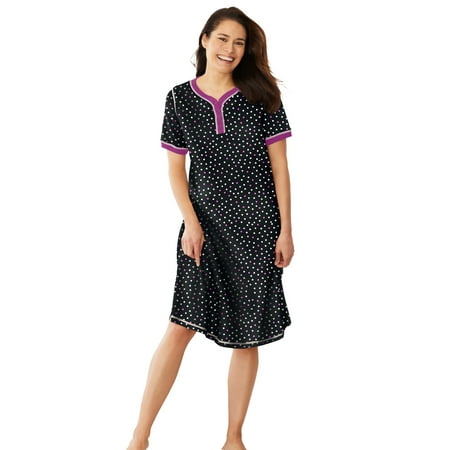 

Dreams & Co. Women s Plus Size Short Henley Sleepshirt Nightgown