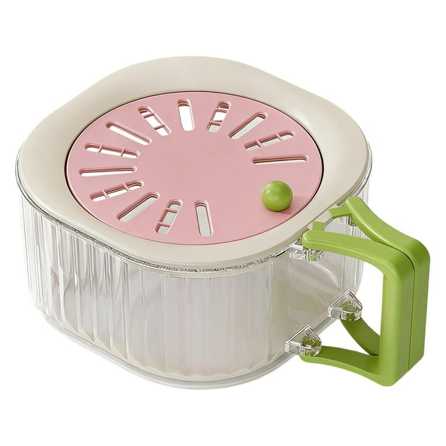 DOLITY Fruit Drain Basket Home Use Multipurpose Removable Practical Foldable Handle Pink