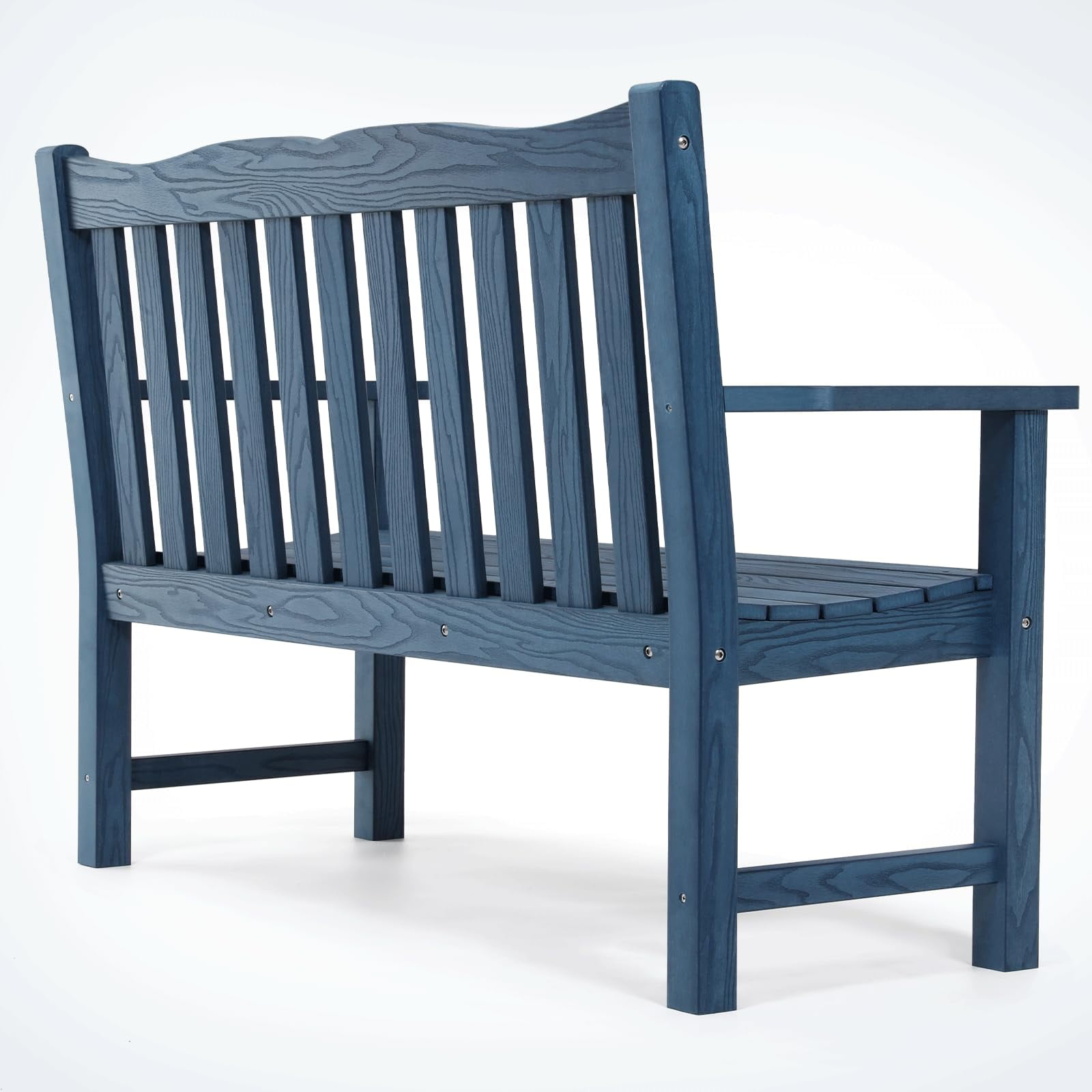 Stoog Two Person Outdoor Garden Bench with Armrest, Loveseat Porch Chair with 800 lbs Capacity, HIPS All-Weather for Patio Porch Backyard Park, Blue
