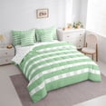 thumbnail image 3 of Homewish Green Buffalo Plaid Bedding Comforter Set 7 Pieces for Adult, Fashion Stripe Lines Full Bedding Set, Chic US Flag Reversible Fitted Sheet Flat Sheet, Breathable Home Decor, 3 of 7