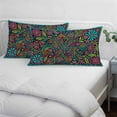 thumbnail image 4 of Abstract Flower Throw Pillow Covers, Vintage Botanical Geometric Floral Soft Breathable Pillow Cases with Invisible Zipper for Sleeping, King Size Pillowcases for Couch Bed Sofa Chair 20x36 Inches, 4 of 9