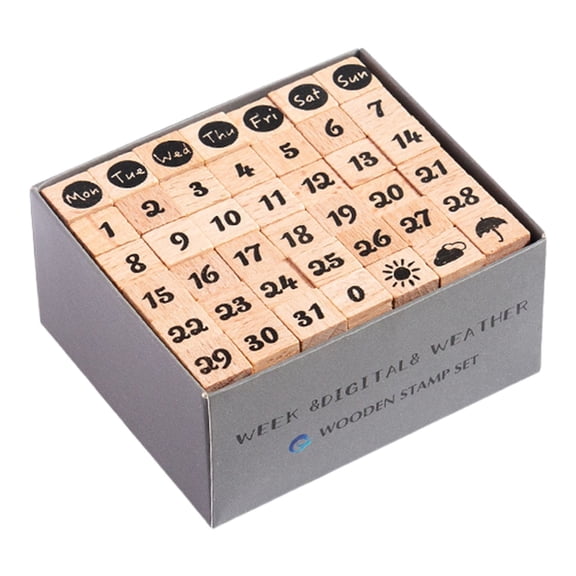 CIYISON 42Pcs Wood Craft Stamp Letter Number Stamp Wood Scrapbooking Decorative Stamp