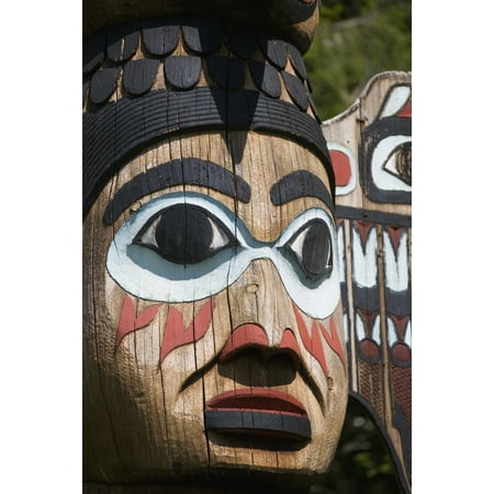 Detail of a figure carved into a Totem Pole Totem Bight State Historical Park Ketchikan Southeast Alaska USA Spring Canvas Art - Kevin Smith Design Pics (12 x 19)