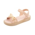 thumbnail image 6 of Little Girls Open Toe Summer Sandals, Neutral Tone Bow Design Adjustable Strap Sandals For Kids Casual Pink Size 6.5-7 Years, 6 of 6