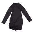 thumbnail image 1 of Vestido fruncido con cordón, cuello alto, manga larga, fruncido, ajustado, vestido corto para mujer, citas, negro M, 1 of 14