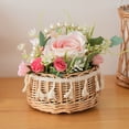 thumbnail image 5 of dajkiuy Small Wicker Basket with Pearl Handle, Handwoven Rattan Gift Basket for Easter Weddings Home Garden Decor, 5 of 9