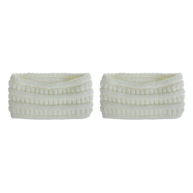 Maytalsory Multifunctional And Elegant Knitted Headbands For Women Stay Warm In Cold Weather Wide Application white 2Set