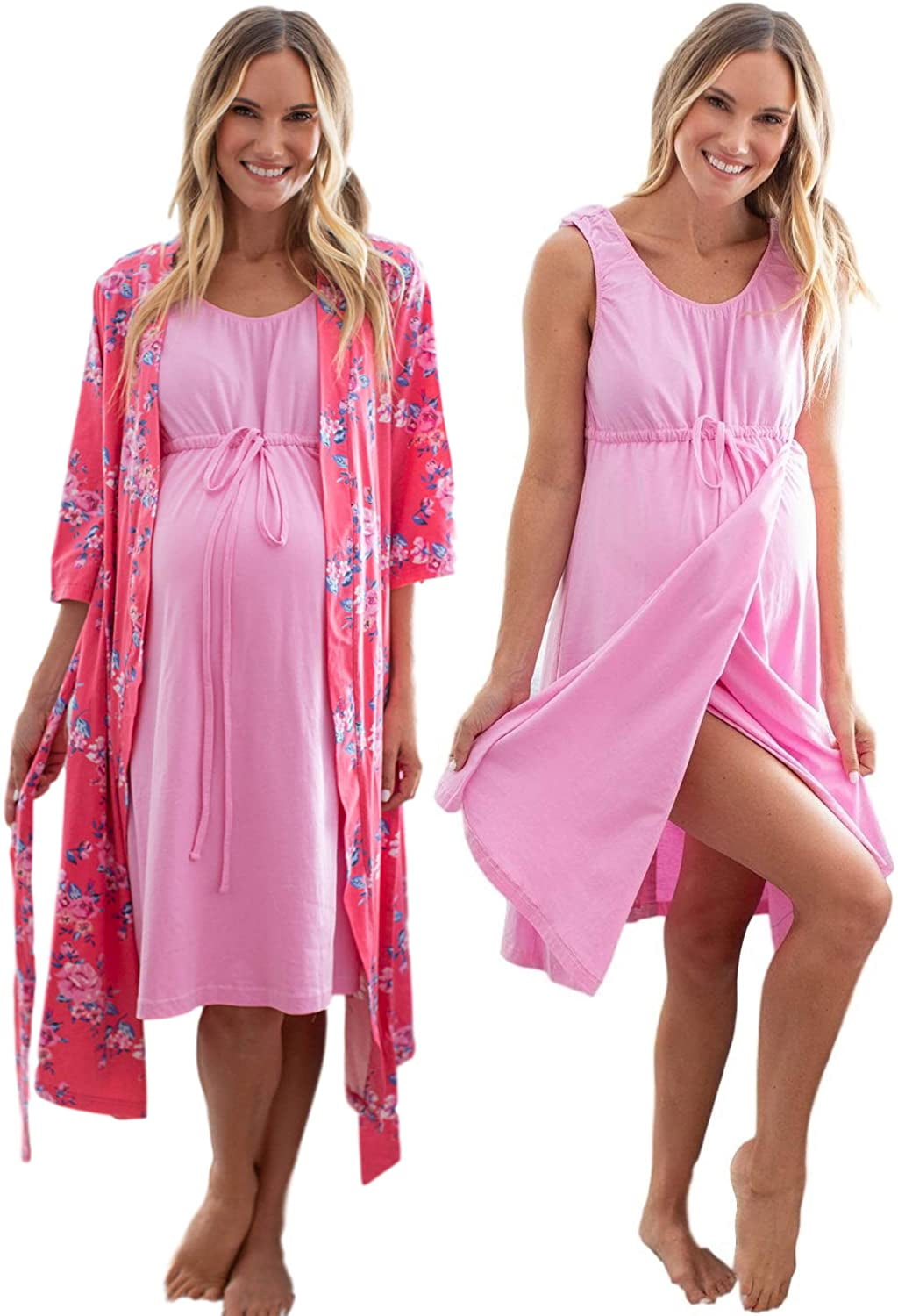 3 in 1 Maternity Labor Delivery Nursing Hospital Birthing Gown & Matching Robe, Delivery Robe