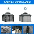 thumbnail image 3 of Dextrus 10' x 10' Gazebo, Aluminum Frame, Galvanized Steel Double Roof, Netting and Curtains, Gray, 3 of 5