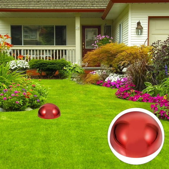 FESTFENDS Outdoor Gazing Ball Decorative Hemisphere Dark Red Stainless Steel 1Set