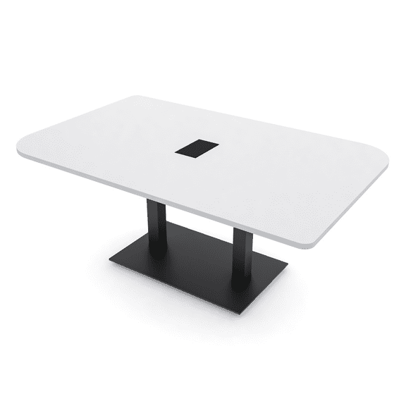 6x4 Rounded Corner Conference Table Metal Base And Electrical Module