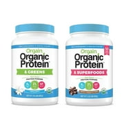 Orgain - Organic Vegan, Gluten Free Plant Based Protein & Superfoods Powder - Creamy Chocolate Fudge (2.02 LB) + Protein & Greens Powder - Vanilla Bean (1.94 LB)