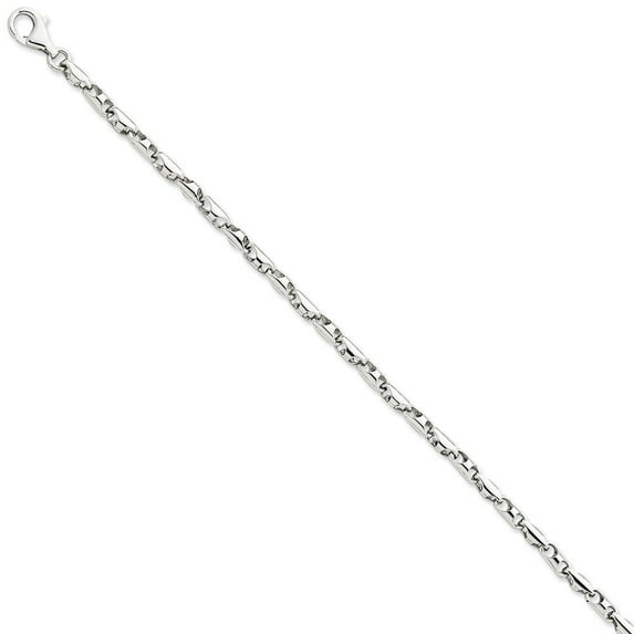 Solid 14K White Gold 3.75mm Polished Fancy Link Chain Bracelet / Anklet