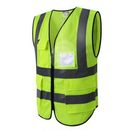 

BTOER High Visibility Reflective Safety protective Vest Work Security Pockets Zip