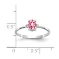 thumbnail image 3 of 14K White Gold Ring Band with Stones (10) October Pink Tourmaline Oval Diamond Round, Size 6, 3 of 5