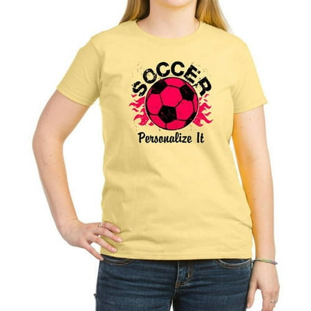 Cafepress Personalized Soccer Flames Women's Light T-Shirt