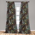 thumbnail image 4 of Ambesonne Tropical Curtains, Exotic Wild Flowers Art, Pair of 28"x95", Dark Rust Teal and Yellow, 4 of 5