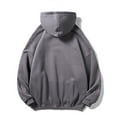 thumbnail image 3 of IROINNID Plain Hoodies Pullover Comfy Hooded Top Round Neck Long Sleeve Pullover Solid Color Sweatshirts Blouse ,Dark Gray, 3 of 3