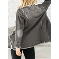 thumbnail image 3 of HOTAPEI Ripped Jean Jacket for Women Casual Long Metal Buttoned Frayed Boyfriend Distressed Denim Jackets With Pocket, 3 of 4