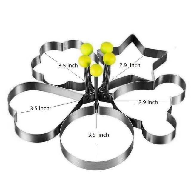 5pcs/set Stainless Steel 5 Style Egg Pancake Mold Egg Cooking Ring Circle Creative Decoration Kitchen Accessories Gadget Rings