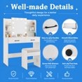 thumbnail image 3 of Vanity Desk Set with Mirror and Lights, Makeup Vanity Table with 2 Large Drawers& Charging Station, Modern Vanity Dressing Table with Stool for Bedroom, White, 3 of 9