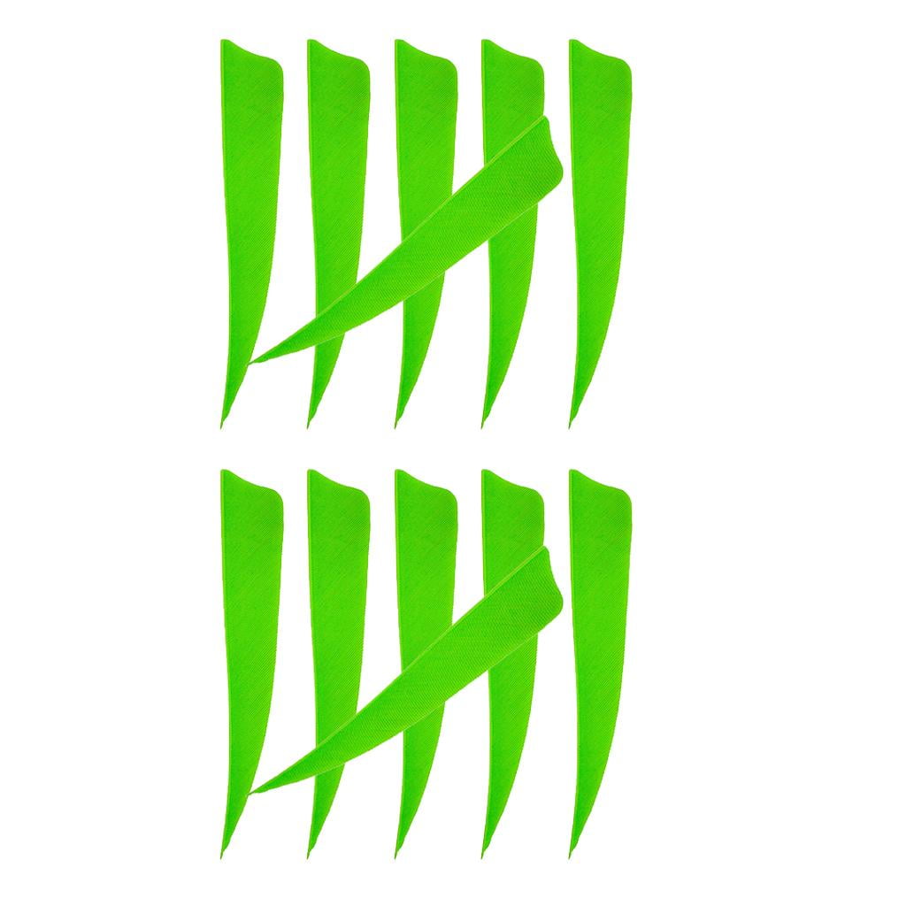 QSTDGVPW 12pcs 4 Inch Archery Arrow Drip Vanes Natural Feather Fletchings Arrow Shaft DIY Fluorescent Green