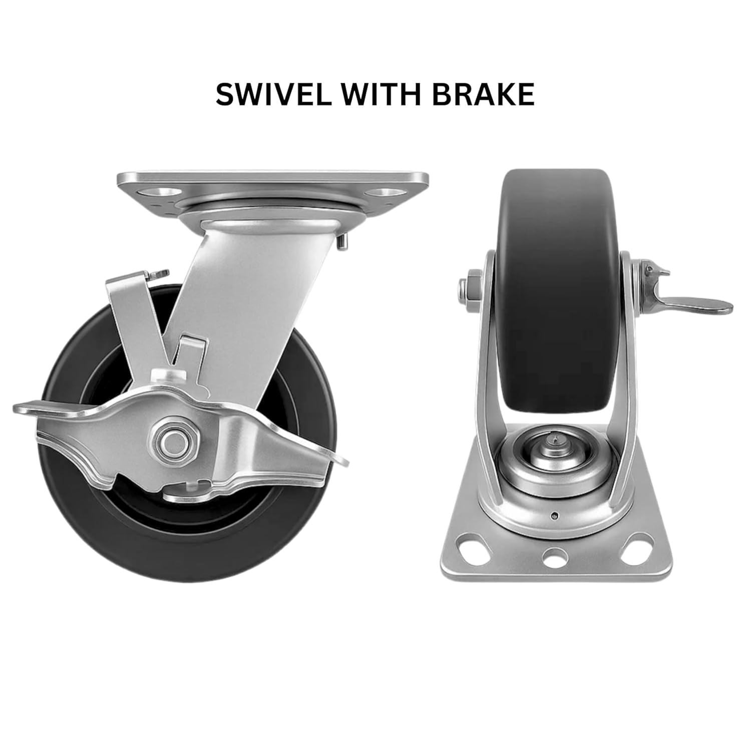 4 Heavy Duty Caster Set 5" Plastic Wheels - 4 Swivel