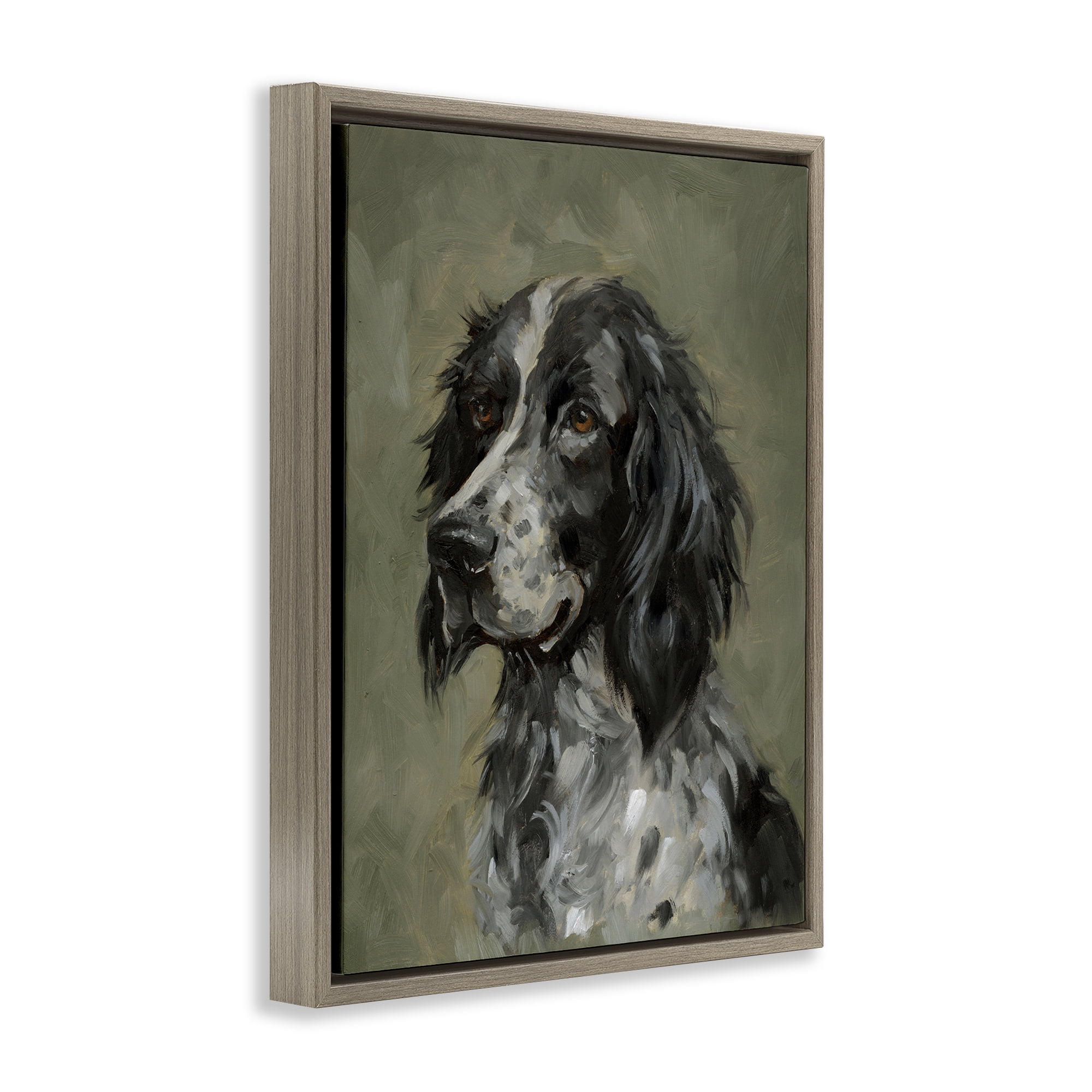 Stupell Industries Cocker Spaniel Portrait Animals & Insects Painting Brown Floater Framed Canvas Art Print Wall Art, 17 x 21