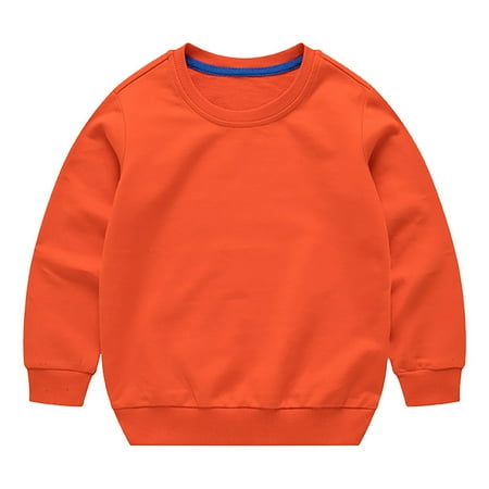 

TIREOW Kid s Warm Hoodies Toddler Boys Girls Solid Color Long Sleeve Round Neck Fall Winter Sweatshirt Threaded Neckline Comfortable Fashionable Pullover