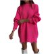 thumbnail image 2 of Suéter de cuello redondo para mujer, moda de cuello redondo, suéter de punto medio largo de manga larga, chaqueta superior, suéter para mujer, 2 of 5