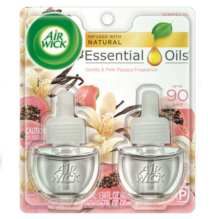 Air Wick Scented Oil 2 Refills, Vanilla & Pink Papaya, (2x0.67oz), Air