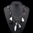 thumbnail image 6 of harmtty Women Boho Ethnic Style Feathers Tassels Beads Multi-layer Chain Necklace,Green, 6 of 8