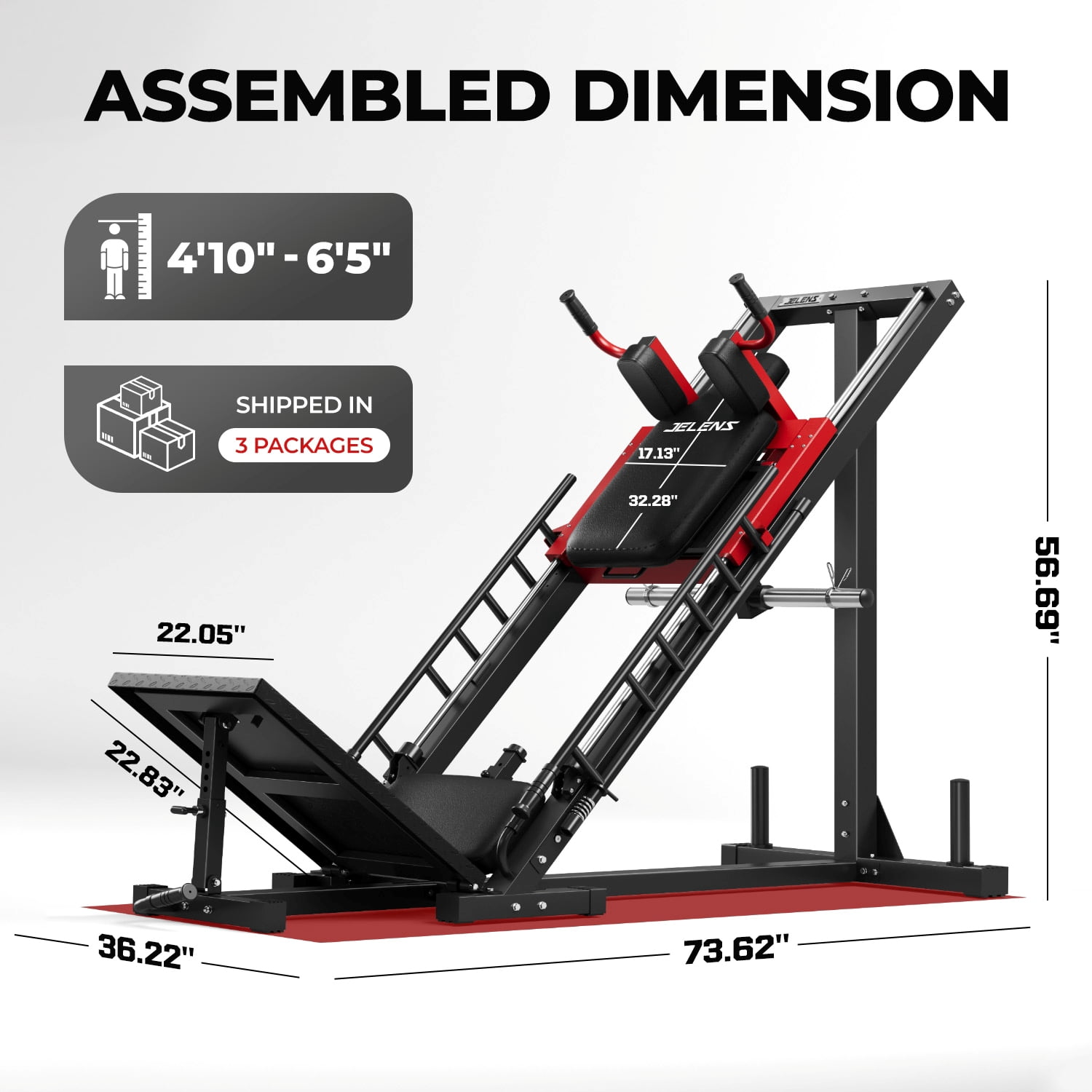 1100lb Leg Press Machine，Hack Squat Machine with linear bearings for Home Gym，with 100 LB Weight Plate workout equipment for Strength Training,Red