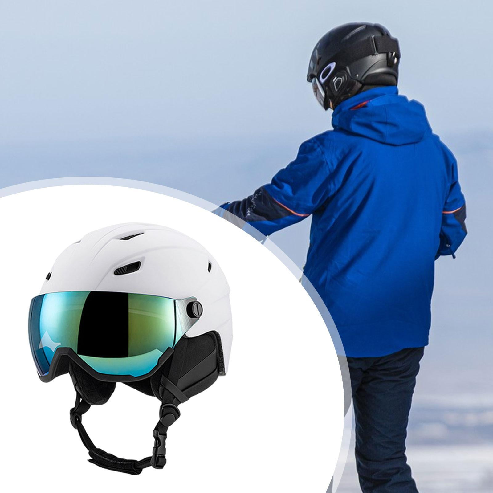 figatia Skiing Helmet Warm Protectived Glasses with Jaw Pad Snow Ski Helmet for Cold White 61 to 63cm