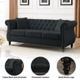 thumbnail image 6 of Mid-Century 3-Seat Living Room Sofa, TUANLUO Couches and Sofas, Velvet Upholstered Sofa Sofa with 2 Pillows and Wood Legs, Heavy Duty Sofa Furniture for Living Room, 80"L x 29"W x 30"H, Black, 6 of 10