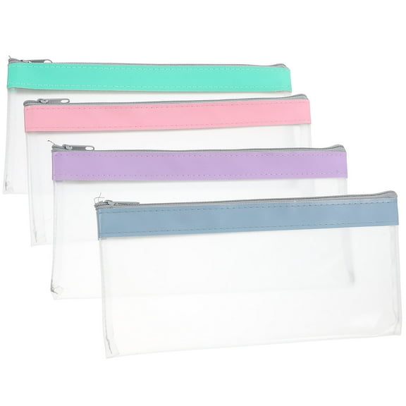 Dayesque 4-Pack Small Clear Money Bags with Zipper, Cash Envelopes and Check Pouches for Budgeting and Secure Bank Storage