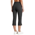 thumbnail image 4 of Capri Pants for Women Dressy High Waisted Stretchy Pull On Capris Pant Straight Side Split Comfy Cropped Trousers Black M, 4 of 7