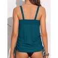 thumbnail image 4 of Charmo Side Drawstring Swim Tops for Womens Ribbed Tankini Tops Padded Bikini Tops(No Bottoms), 4 of 5