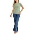 thumbnail image 2 of INSPIRE CHIC Women's Casual Round Neck Pearl Decoration Short Sleeve Tweed Top, 2 of 5