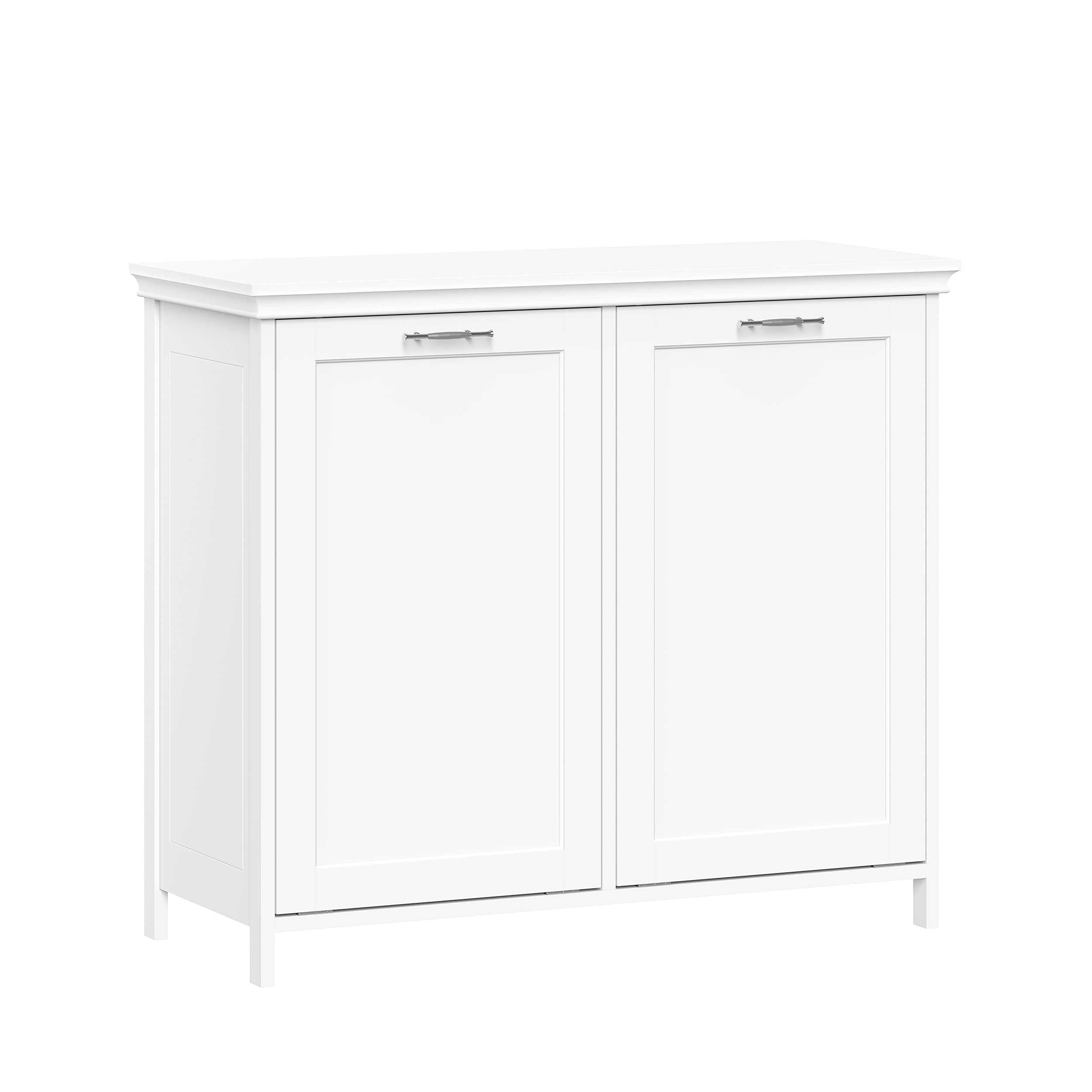 RiverRidge Somerset Double Tilt-Out Laundry Hamper Cabinet with Removable Cloth Storage Bags - White