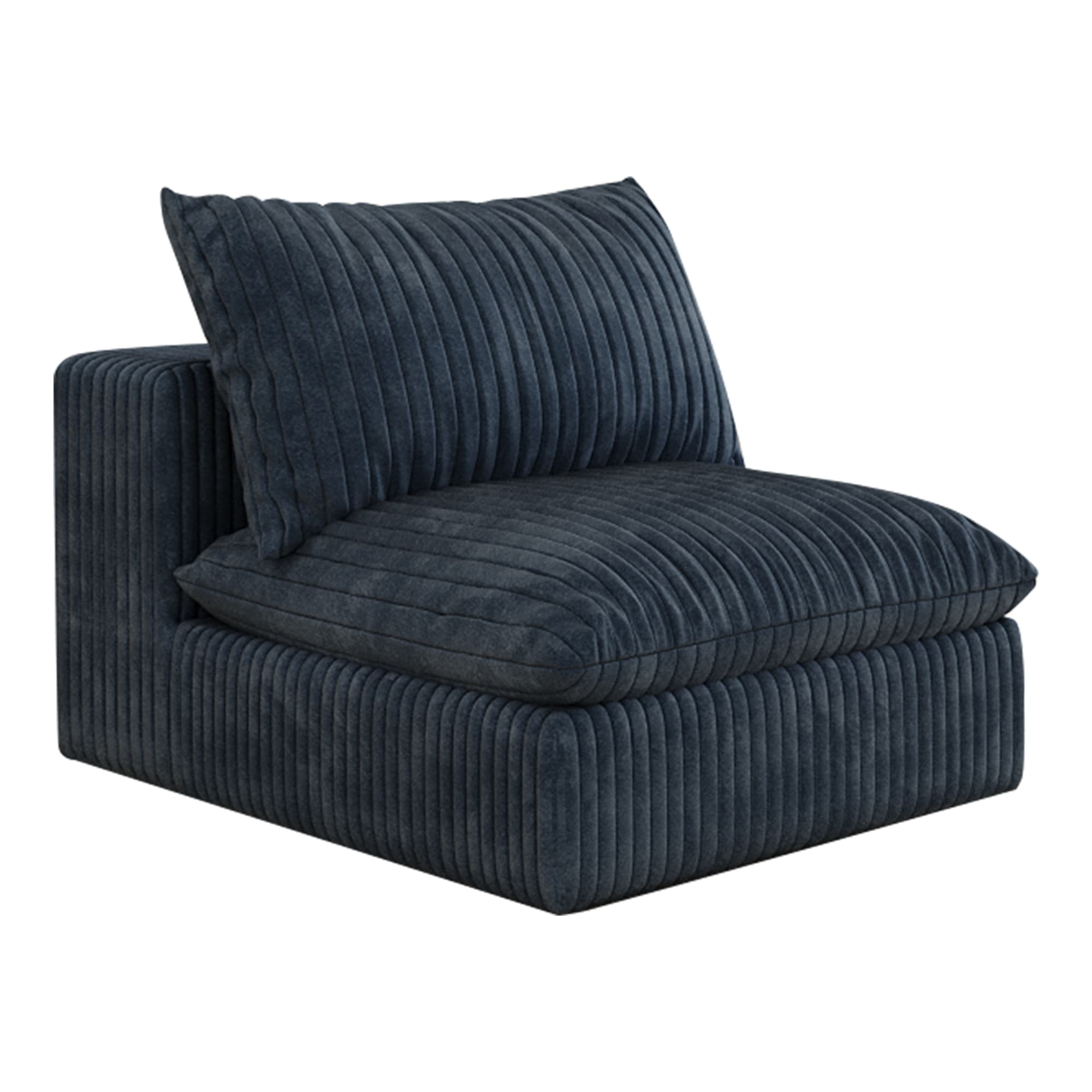 MAYEERTY Cloud Sofa Blue Corduroy Deep Seat Double-Layer Removable Cushion No Assembly Multi-Rooms